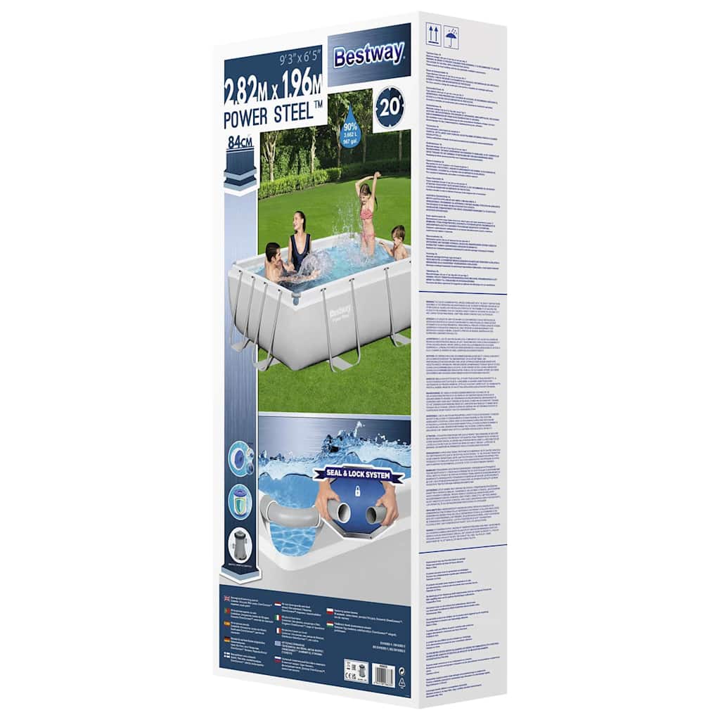 Power Steel Swimming Pool Set Rectangular 282x196x84 cm