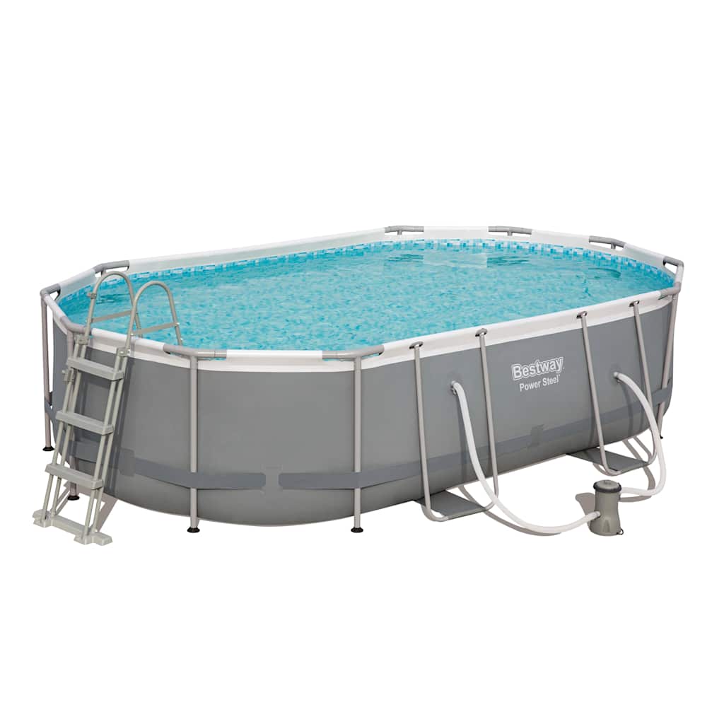 Power Steel Swimming Pool Set Oval 488x305x107 cm