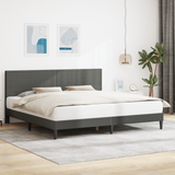 Bed Frame with Headboard Dark Grey 180 x 200 cm Corduroy Fabric - Front View