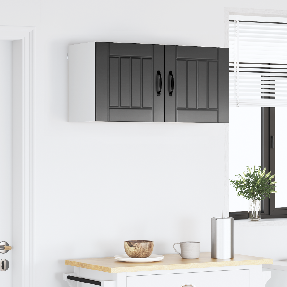 Wall Cabinet LUCCA Black 80 x 31 x 40 cm Engineered Wood