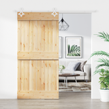 Sliding Door 100 x 210 cm Solid Pine Wood (Untreated) - Front View