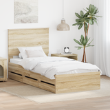 Bed Frame with Drawer Sonoma Oak 90 x 190 cm Engineered Wood - Front View