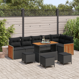 Garden Sofa Set with Cushion 10 pcs Black