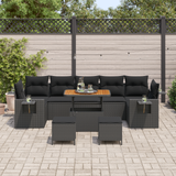 Garden Sofa Set with Cushion Black Poly Rattan - Side View