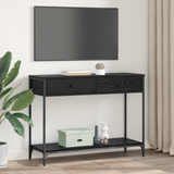 Console Table Black Oak 100 x 34,5 x 75 cm Engineered Wood - Top-Down View