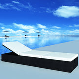 Sunlounger Black Poly Rattan - Front View