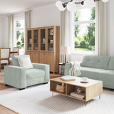 Sofa Set 3 pcs Light Grey 221 x 80 x 80 cm Velvet - Side View
