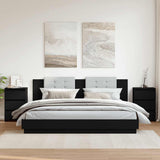 Bed Cabinets 2 pcs Black 40x35x62.5 cm Engineered Wood - Front View