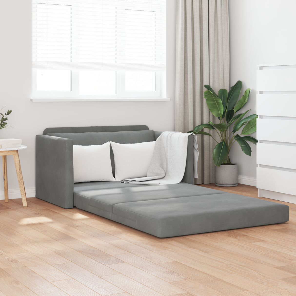 Sofa Bed Dark Grey 124 x 71 x 78 cm Velvet