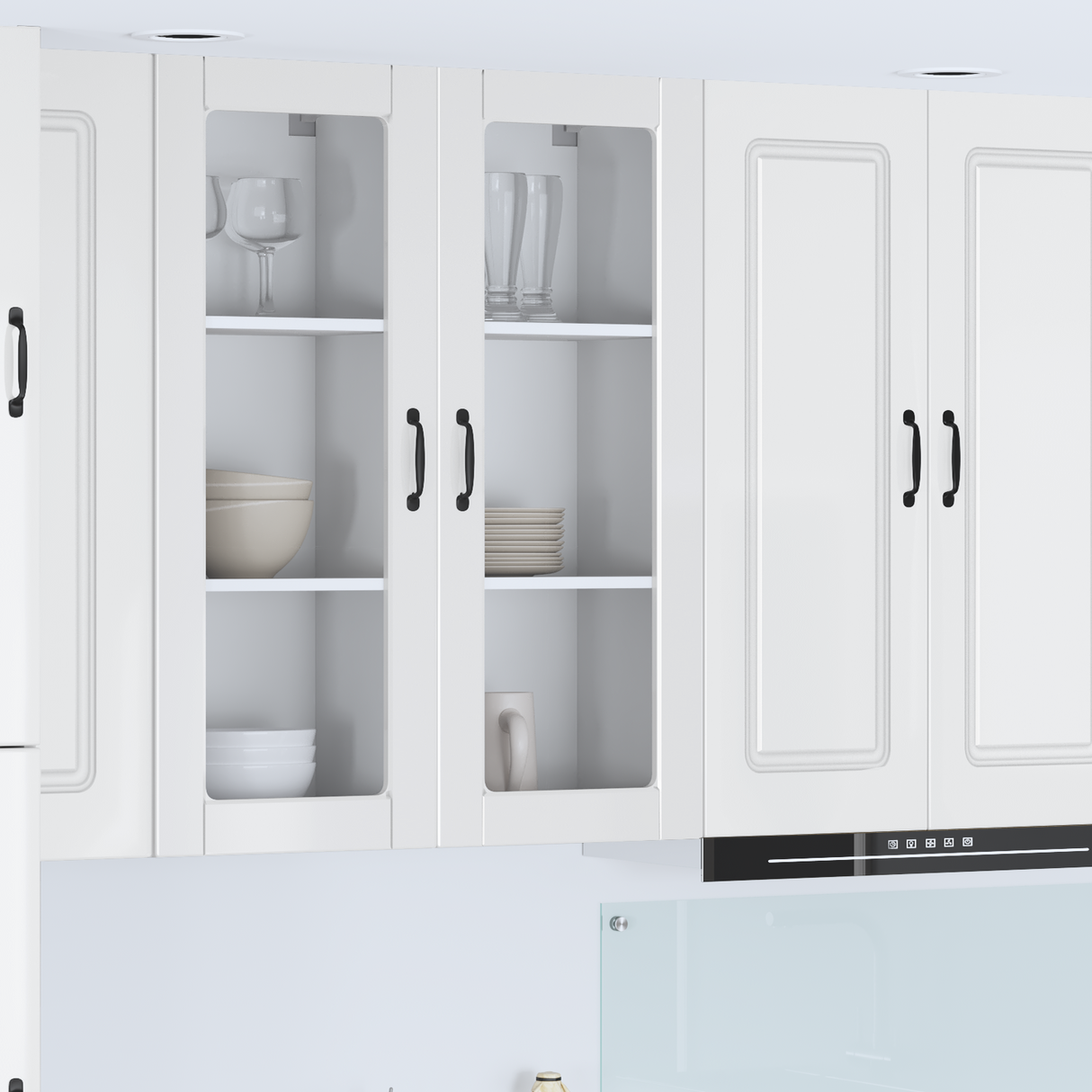 Wall Glass Cabinet PORTO High Gloss White 40 x 31 x 100 cm