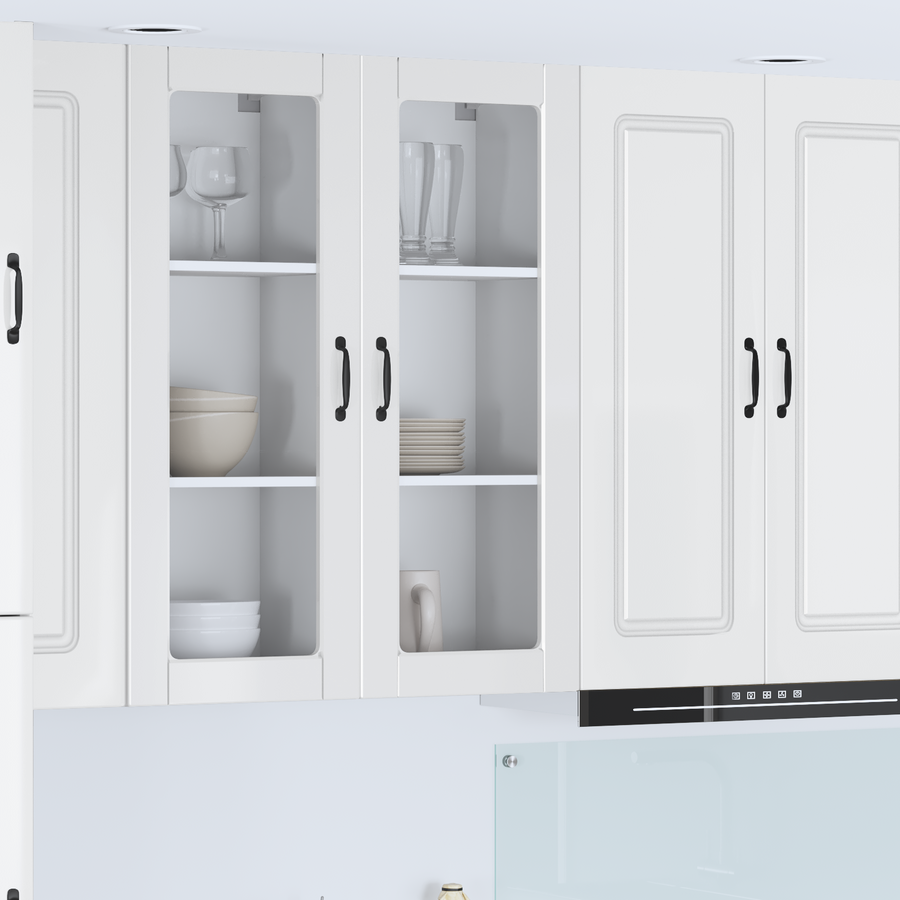 Wall Glass Cabinet PORTO High Gloss White 40 x 31 x 100 cm