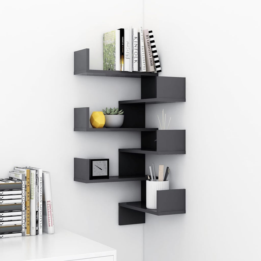 Wall Corner Shelves 2 pcs Grey 40x40x50 cm Engineered Wood