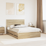 Bed Frame with Drawer Sonoma Oak 150 x 200 cm Engineered Wood - Front View