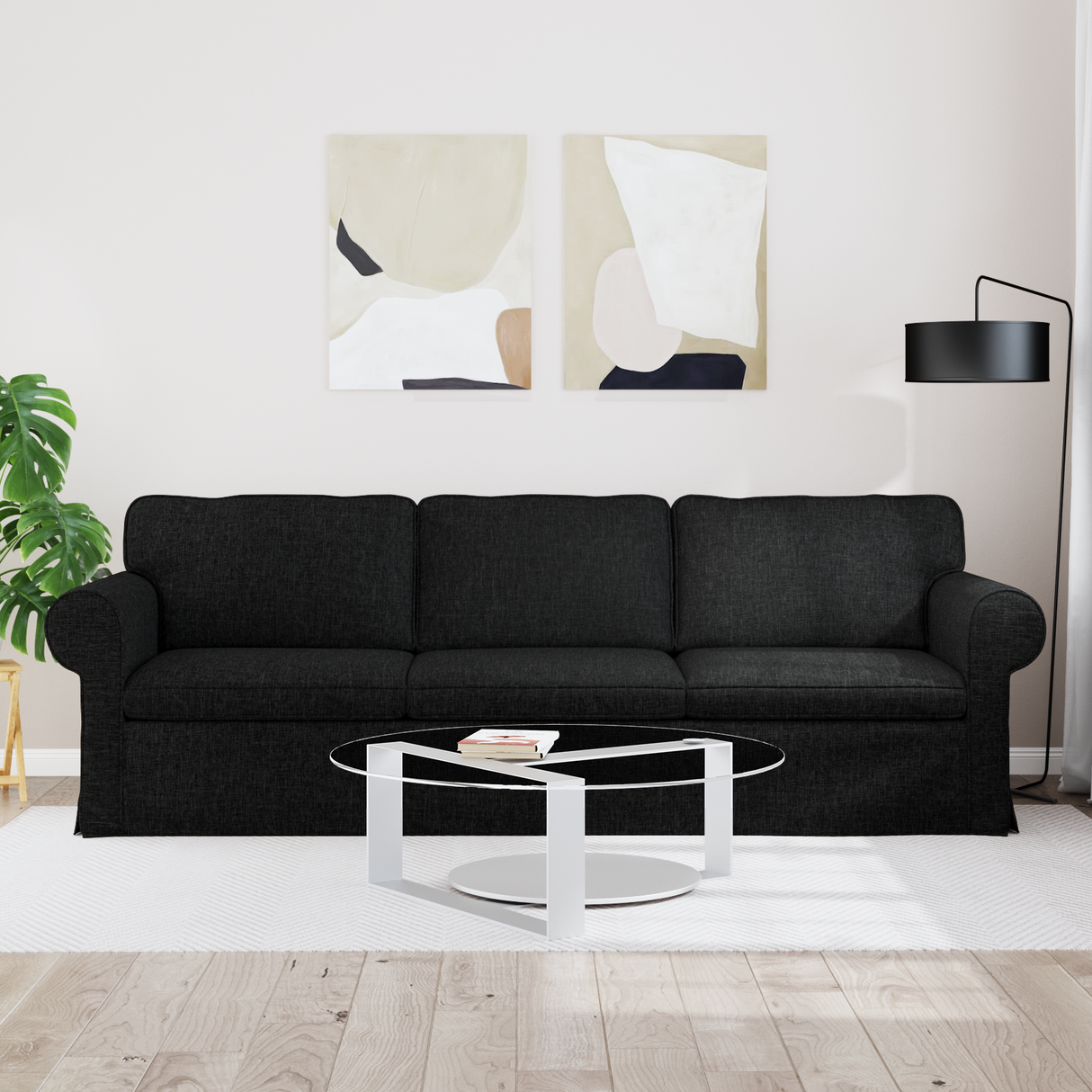 Sofa Black 245 x 82 x 80 cm Fabric