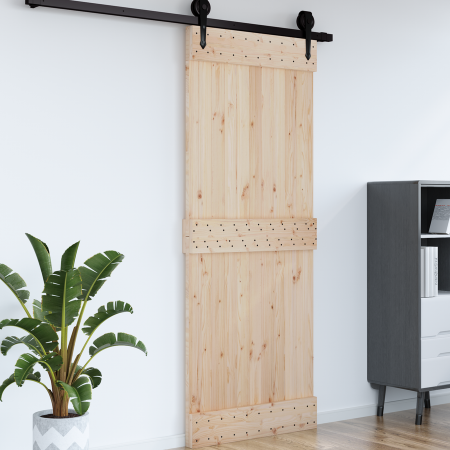Flat Door NARVIK 80x210cm Solid Pine Wood (Untreated) Natural