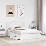 Storage Bed with Drawer White 150 x 200 cm Engineered Wood - Side View