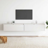 Wall Cabinets 2pcs White 100x30x35 cm Solid Wood Pine - Front View