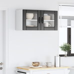 Wall Glass Cabinet LUCCA 2 pcs Black Engineered Wood