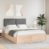 Bed Frame with Upholstered Headboard Dark Grey 135 x 190 cm - Front View