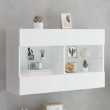 TV Wall Cabinet with LED Lights White 98.5x30x60.5 cm - Front View