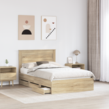 Bed Frame with Drawer Sonoma Oak 135 x 190 cm Engineered Wood - Side View