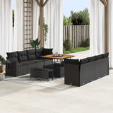 Garden Sofa Set with Cushion 11 pcs Black Poly Rattan - Side View