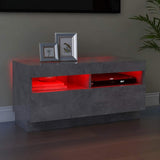 TV Cabinet with LED Lights Concrete Grey 80x35x40 cm - Side View