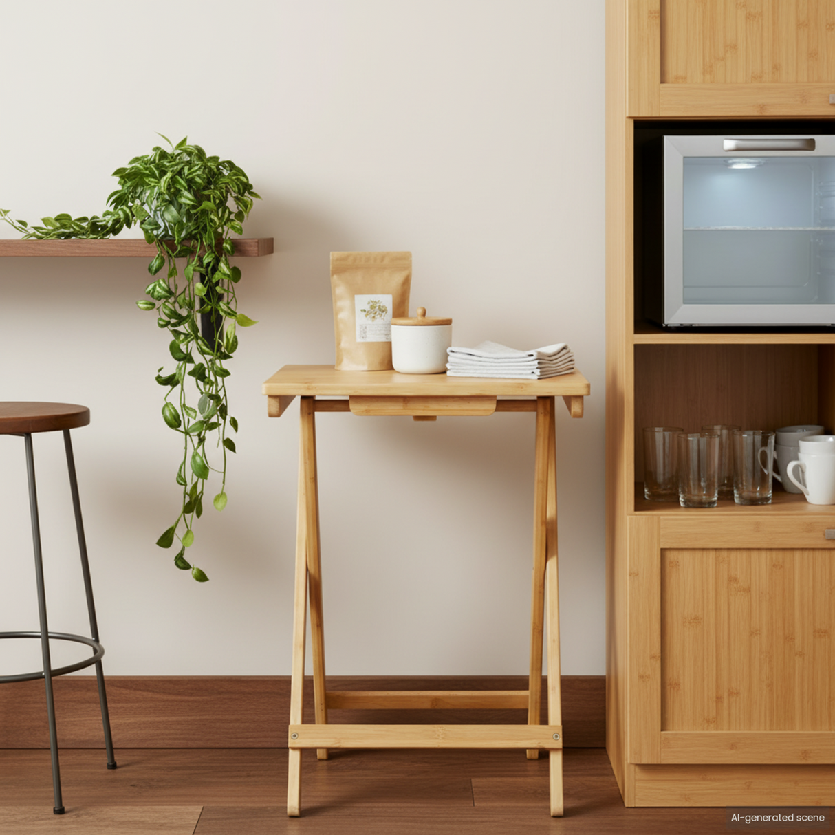 Kitchen Table Folding Manual Natural 40 x 30 x 53.5 cm Bamboo
