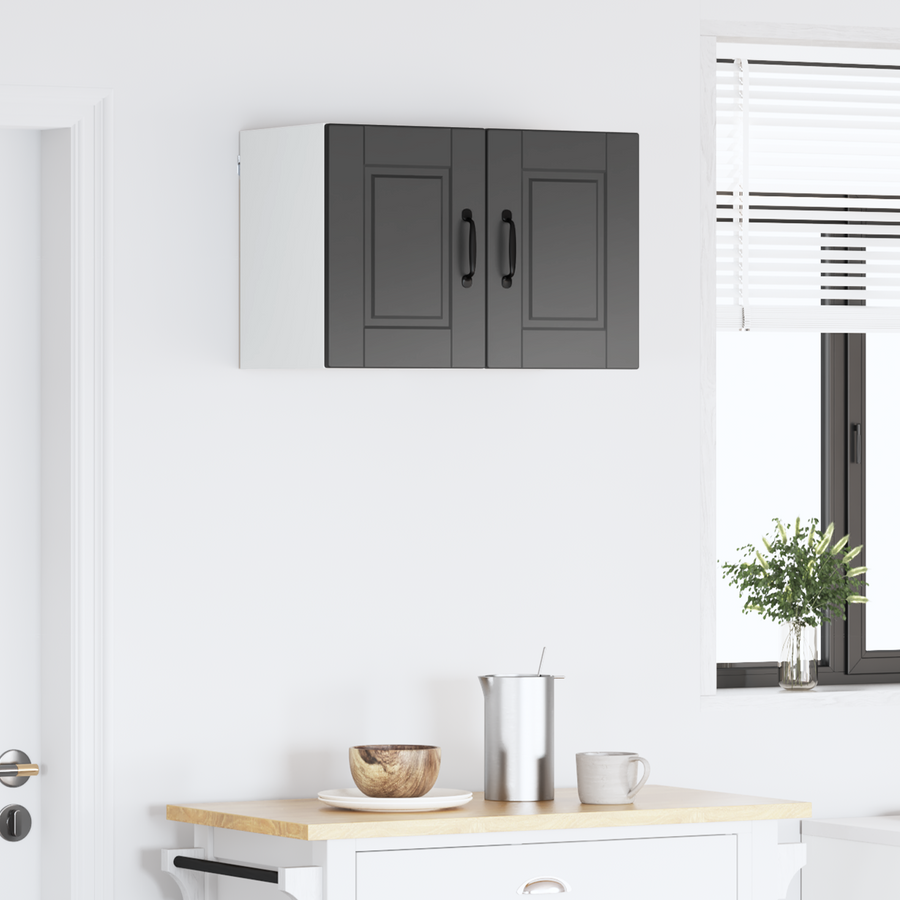 Wall Cabinet PORTO 2 pcs Black Engineered Wood