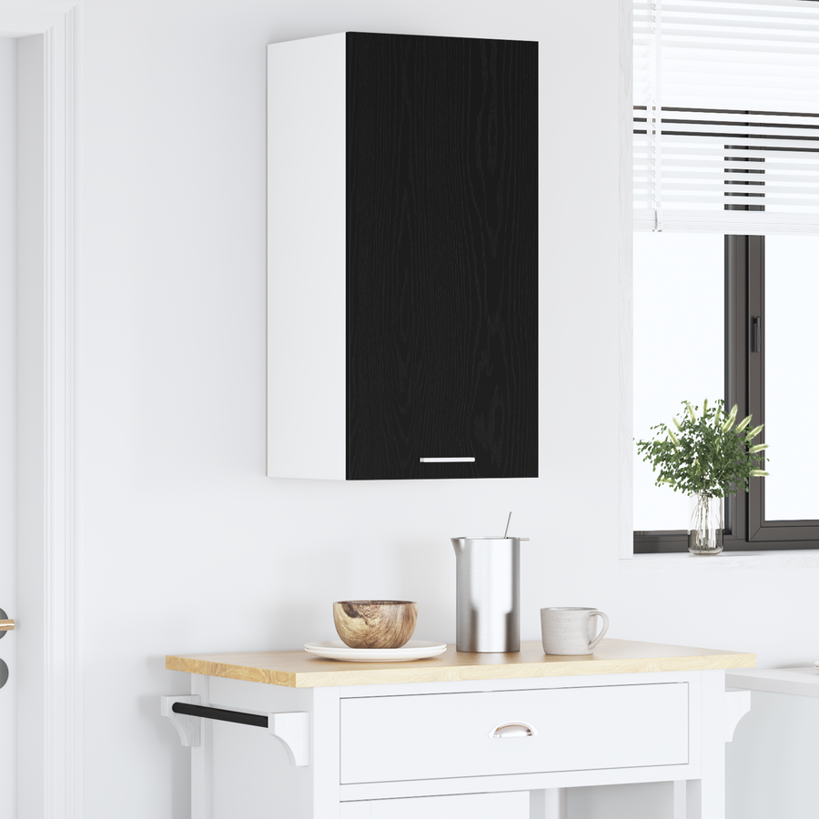 Hanging Cabinet Black Oak and White 40 x 31 x 80 cm