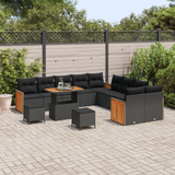Garden Sofa Set with Cushion 13 pcs Black - Side View