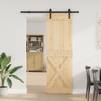 Sliding Door NARVIK 70 x 210 cm (152.5 cm) Natural and Black