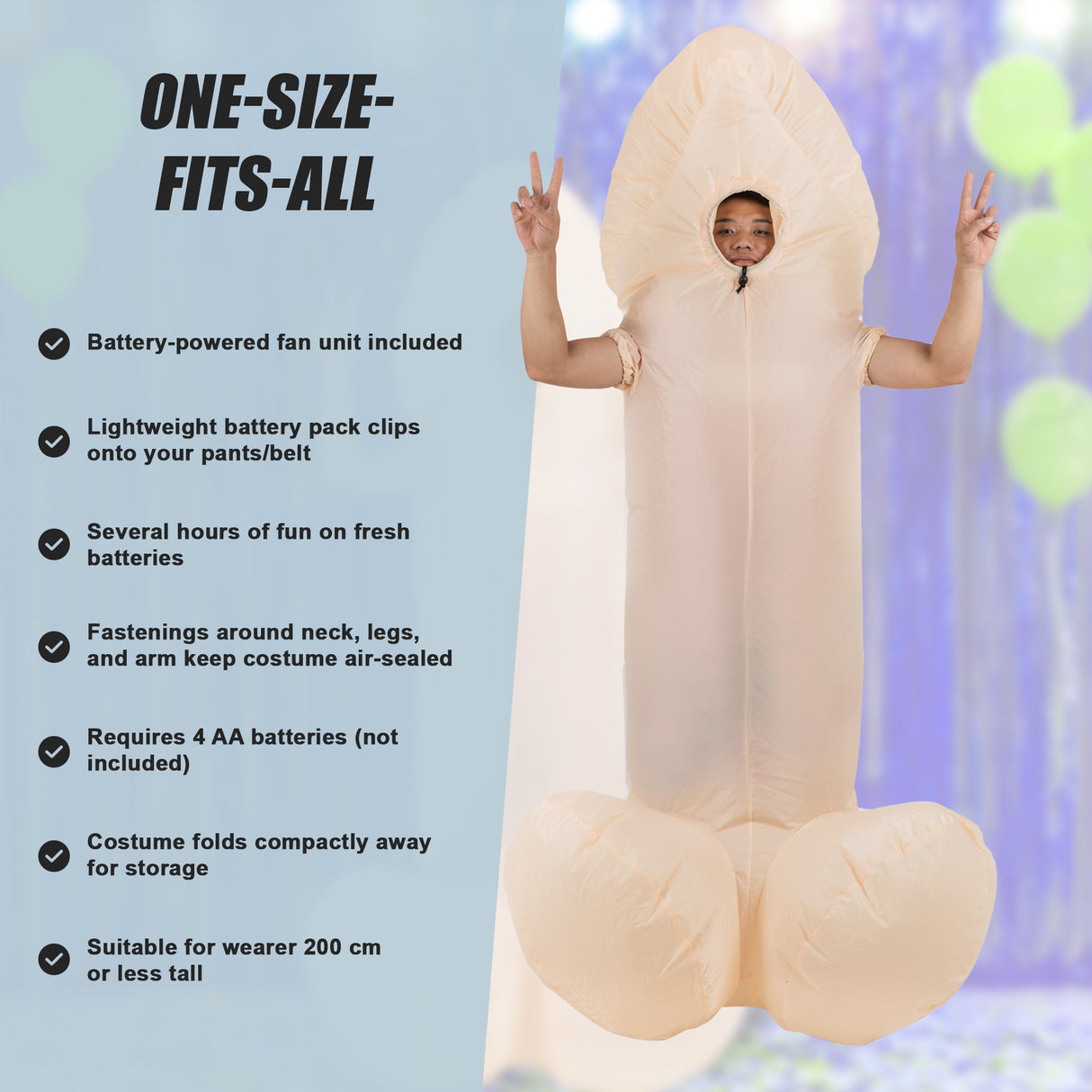 WILLY Fancy Dress Inflatable Suit -Fan Operated Costume