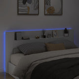 Headboard Cabinet with LED White 220 cm