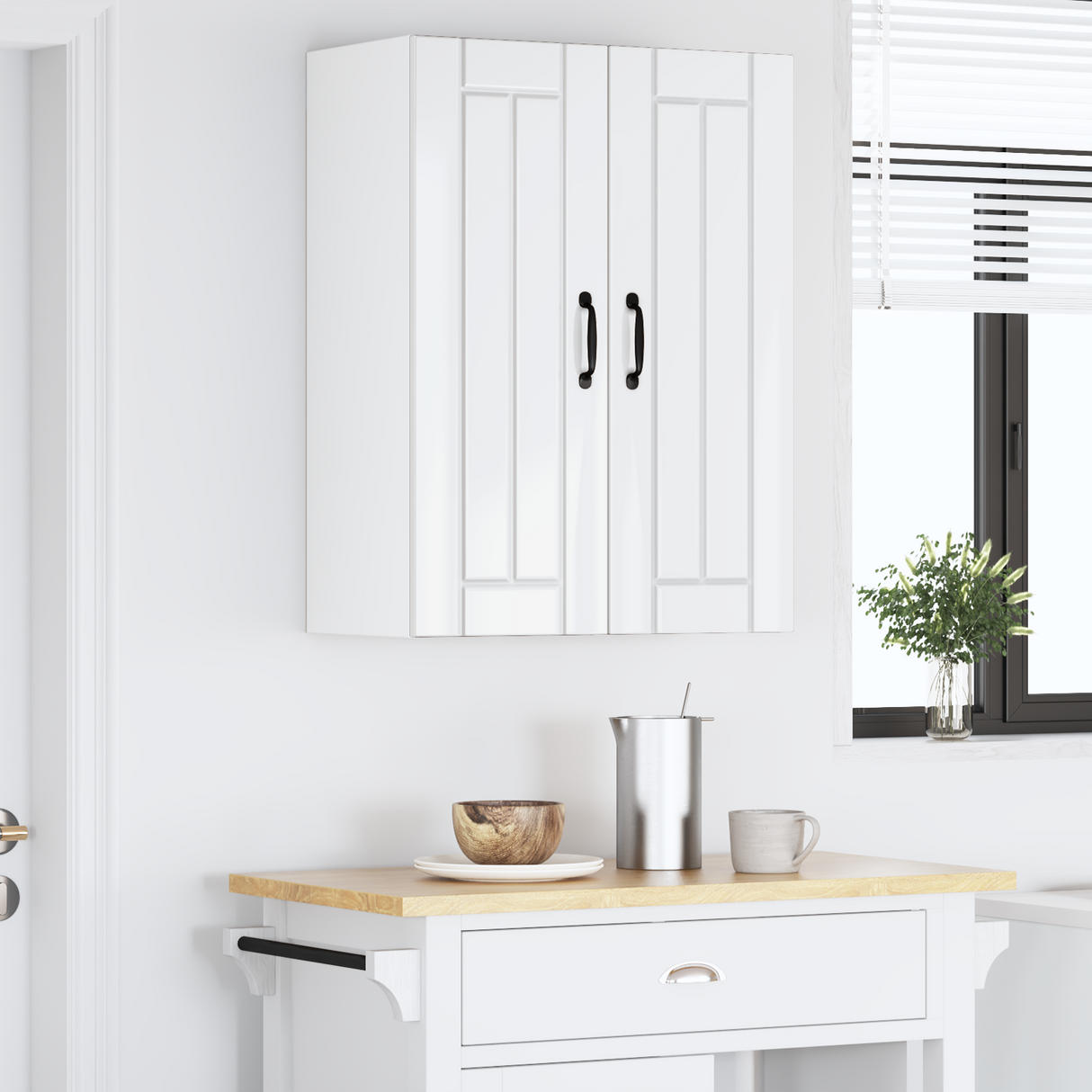 Wall Cabinet LUCCA 2 pcs High Gloss White 30 x 31 x 80 cm