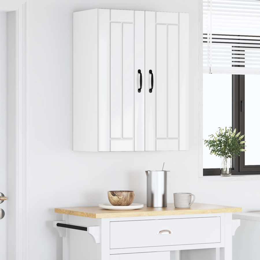 Wall Cabinet LUCCA 2 pcs High Gloss White Engineered Wood