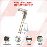 Attic Loft Ladder - 2200mm to 2700mm - Front View