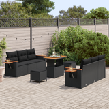 Garden Sofa Set with Cushion 11 pcs Black Poly Rattan