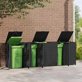 Wheelie Bin Storage for 5 Bins Black 345x79x117 cm Steel - Side View
