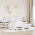 Bed Frame with Drawer White 180 x 200 cm Engineered Wood