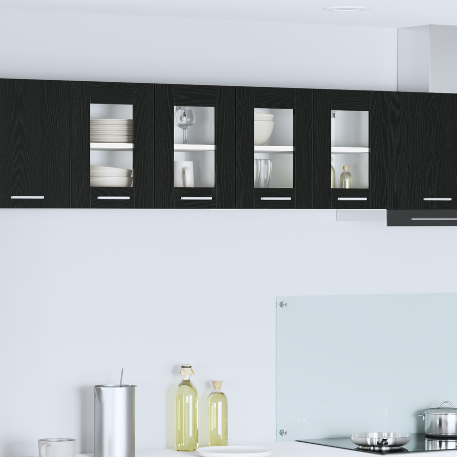 Hanging Cabinet 2 pcs Black Oak Engineered Wood