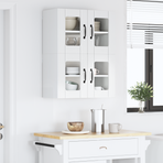 Wall Glass Cabinet LUCCA 2 pcs High Gloss White Engineered Wood