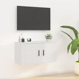 Wall Mounted TV Cabinet High Gloss White 80x34.5x40 cm - Front View