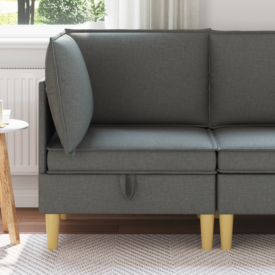 Corner Sofa with Storage Dark Grey Fabric