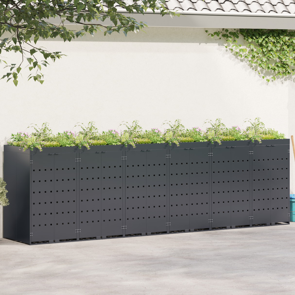 Wheelie Bin Storage for 6 Bins Anthracite 408 x 77,5 x 121,5 cm