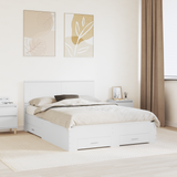 Bed Frame with Headboard White 150 x 200 cm Engineered Wood - Front View