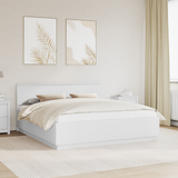 Bed Frame with Headboard White 180 x 200 cm Engineered Wood - Front View
