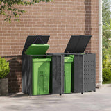 Wheelie Bin Storage for 3 Bins Anthracite 207x79x117 cm Steel - Side View