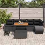 Garden Sofa Set with Cushion 9 pcs Black Poly Rattan