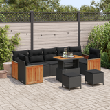 Garden Sofa Set with Cushion Manual 10 pcs Black - Front View